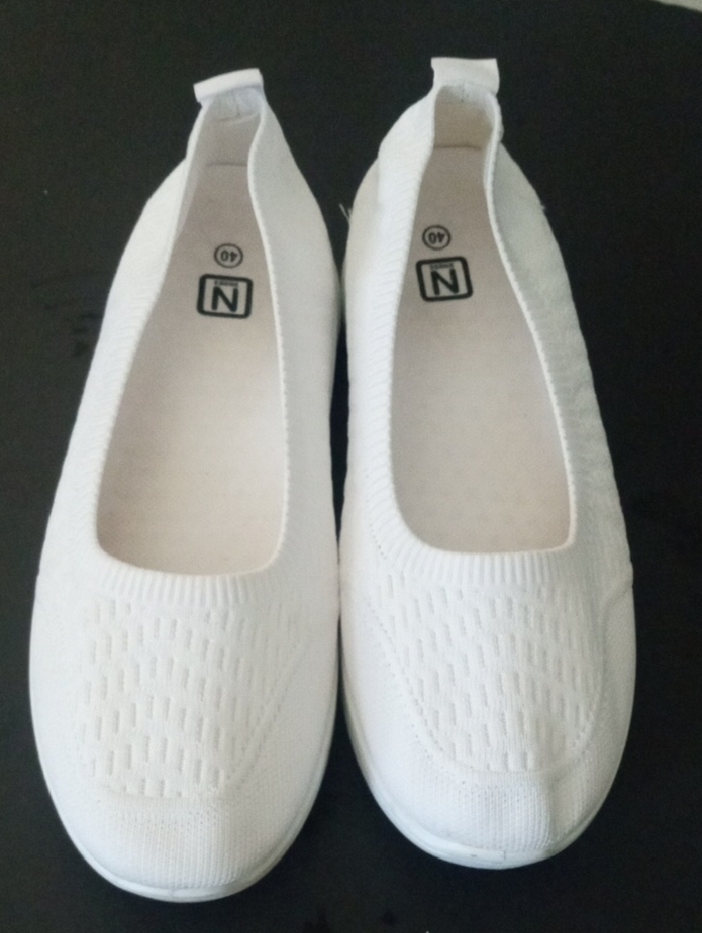Comfort Knit White Slip-On Flats for Women